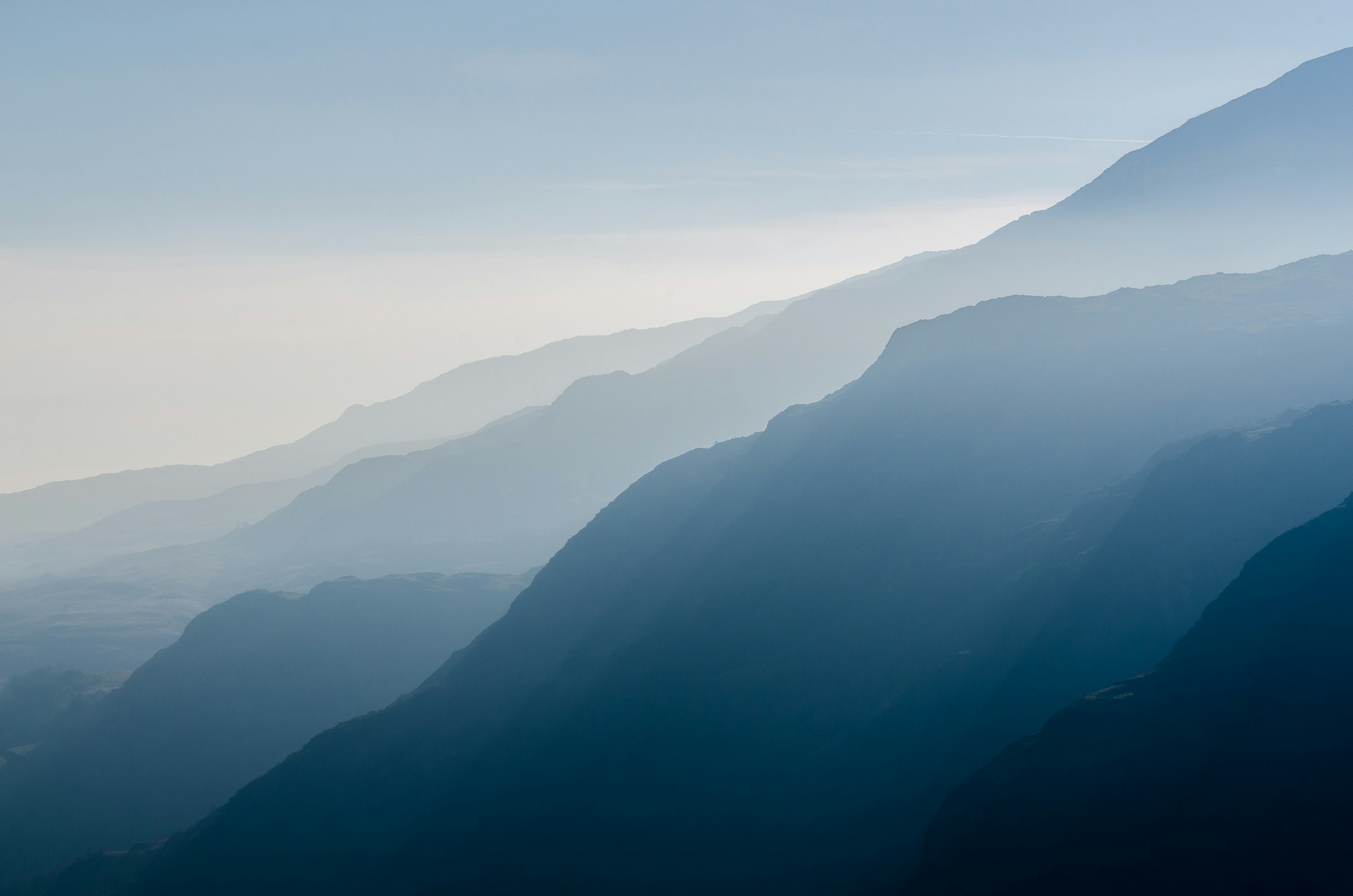 Soft blue layers of water and mist